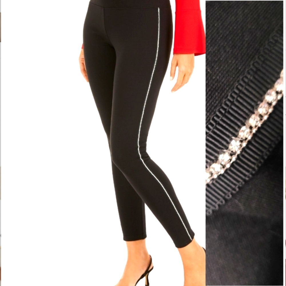 INC International Concepts Tuxedo Legging Shine Embellished XXXL 22- 24 Black